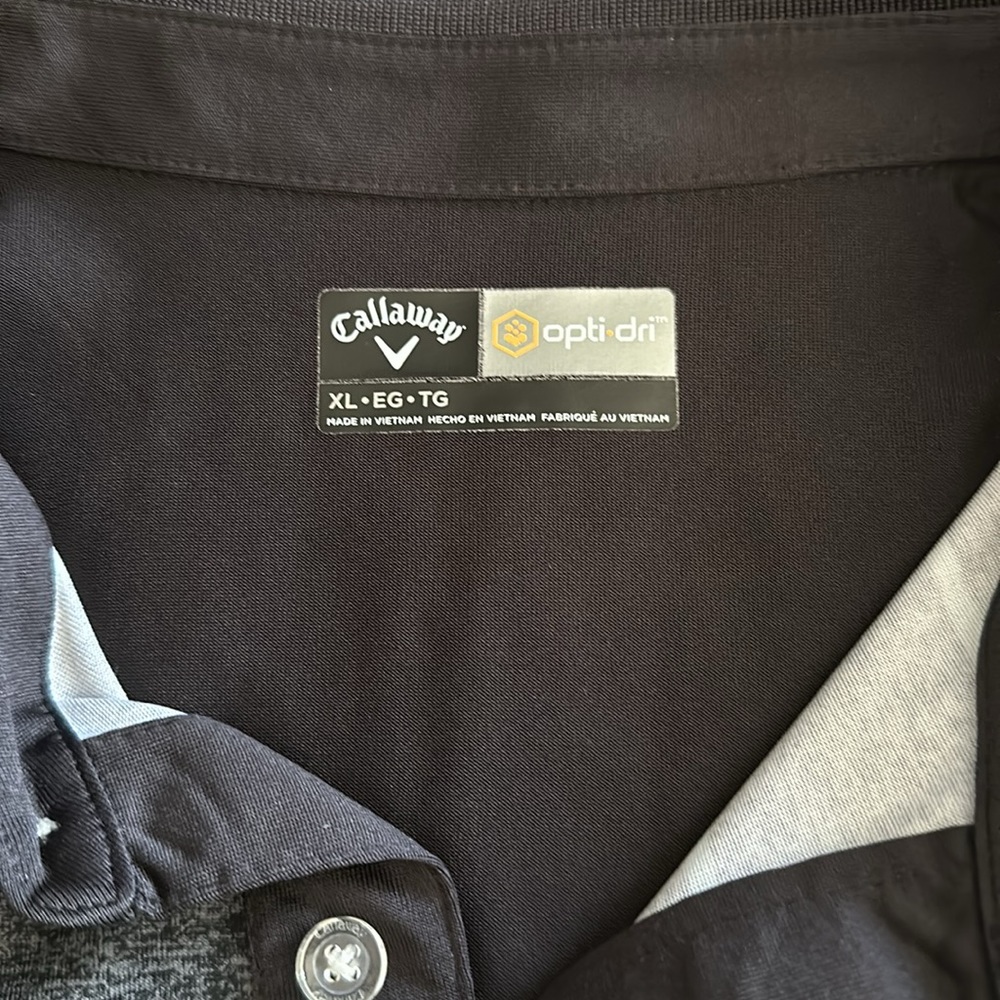 LIKE NEW CALLAWAY “OPTI-DRI” POLO GOLF SHIRT. Size XL. Black w/ Aqua blue & grey - Picture 7 of 10
